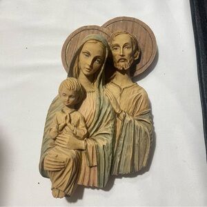 Vintage  Religious Holy Family Wall plaque. Resin- Preowned. Made in Italy.